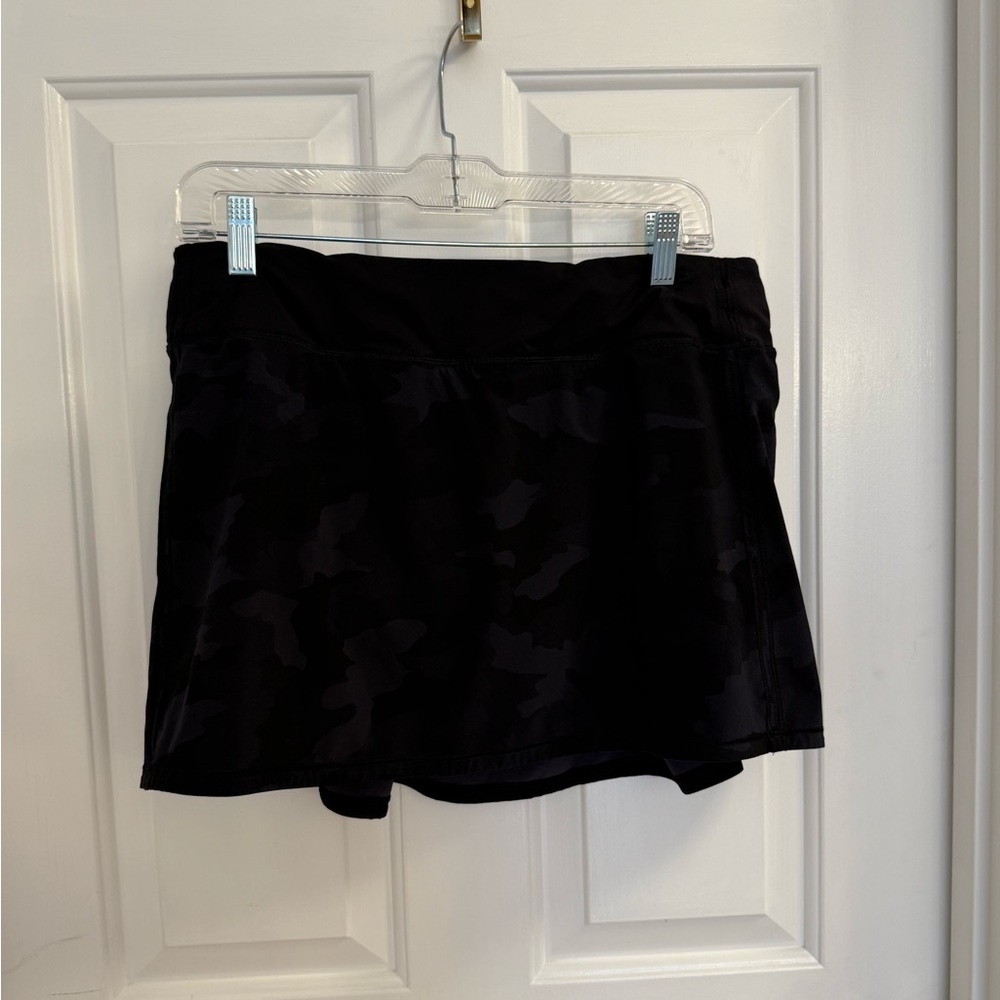Lulu Lemon Pace Rival Mid Rise Long Tennis Skort - Black Camouflage